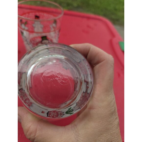 Vintage Libbey Dancing Snowmen Lowball Glasses Holiday Tumblers 12 oz Set 2 - Picture 8 of 8